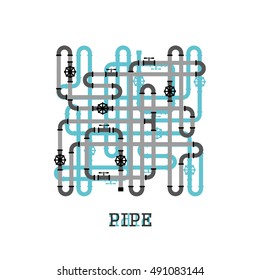 The elements of the pipeline. Pipe system designer. Vector Illustration