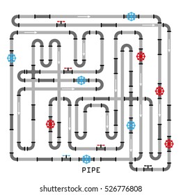 The elements of the pipeline. Pipe system designer. Vector Illustration