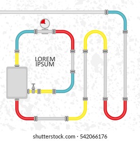 The elements of the pipeline. Pipe system designer. Vector Illustration