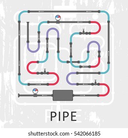 The elements of the pipeline. Pipe system designer. Vector Illustration