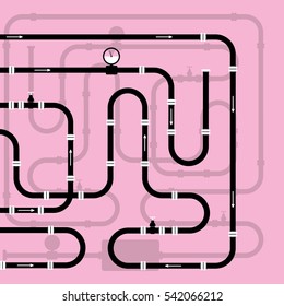 The elements of the pipeline. Pipe system designer. Vector Illustration