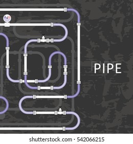The elements of the pipeline. Pipe system designer. Vector Illustration