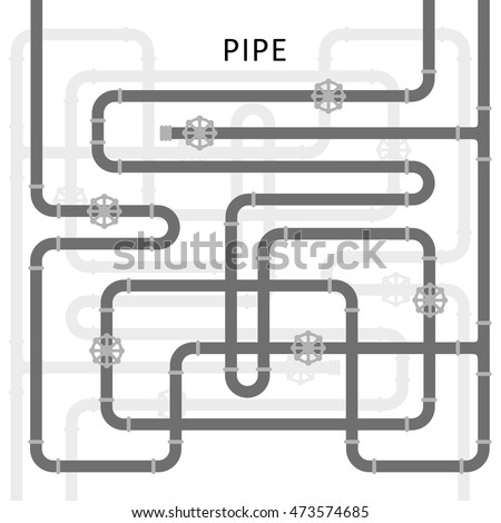 The elements of the pipeline. Pipe system designer. Vector Illustration