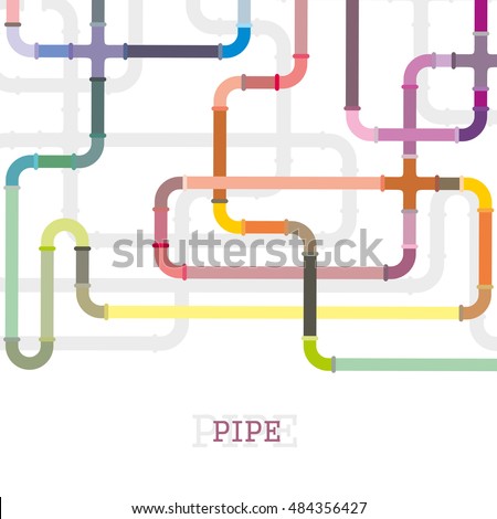 The elements of the pipeline. Pipe system designer. Vector Illustration