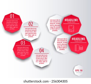 elements for presentations, infographics, business design in red and white, vector illustration, eps10