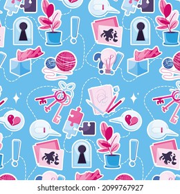 Elements of psychological therapy. Illustrations for a website with simple pictures. Appointment with a psychologist