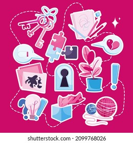 Elementos de la terapia psicológica. Ilustraciones para un sitio web con imágenes simples. Cita con un psicólogo