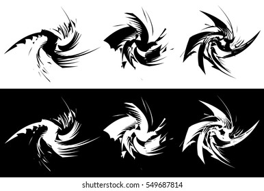 Element(s) with rotating distortion, spiral effect. Abstract geometric elements.