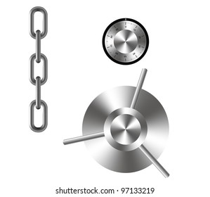 Elements of safe isolated on a white background. Vector illustration.
