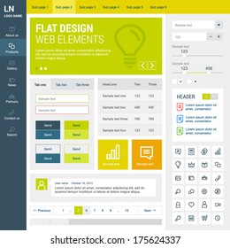 Elements set for the responsive web site. Flat design.