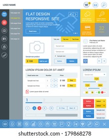 Elements set for the responsive web site. Flat design.