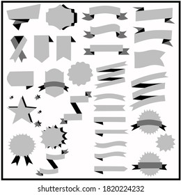 Elements from of a set of ribbons for inscriptions. Stars. Cloud for words and thoughts. Vintage. Labels, stickers, banners, tags banners. Vector illustration.