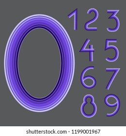 (Elements) set of ten numbers form zero to nine, number flat design. Vector illustration