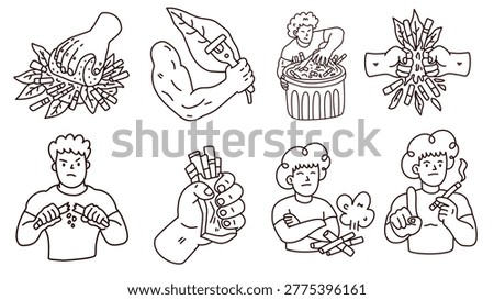 Elements showing healthy alternatives to smoking habits