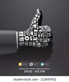 Elements are small icons Finance make in fingers shape good/ ok .Vector illustration.black color