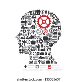 Elements are small icons Finance make in man think with gear concept .Vector illustration.