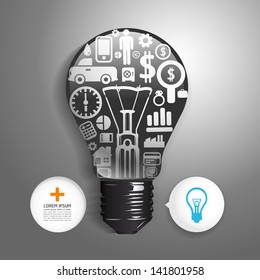 Elements are small icons Finance make  light bulb think concept .Vector illustration. / can be used for infographics/ graphic or website layout vector