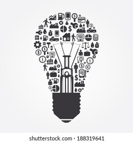 Elements are small icons Finance make in Light bulbs concept .Vector illustration. 