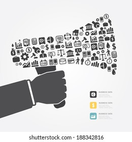 Elements are small icons Finance make in megaphone concept .Vector illustration. 