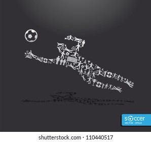 Elements are small icons sports make in active soccer player shape.Vector illustration. concept