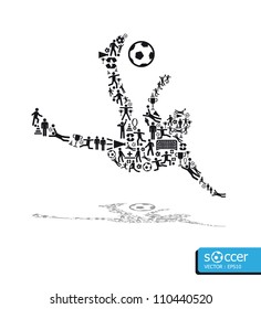 Elements are small icons sports make in active soccer player shape.Vector illustration. concept