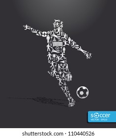 Elements are small icons sports make in active soccer player shape.Vector illustration. concept