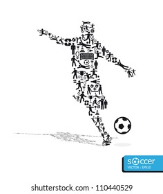 Elements are small icons sports make in active soccer player shape.Vector illustration. concept