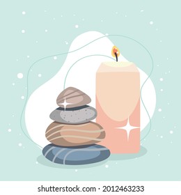elementos de spa, piedras y velas perfumadas