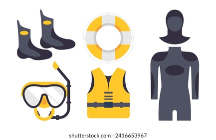 Elements for spearfishing diving underwater protective sea diver equipment vector professional hunte