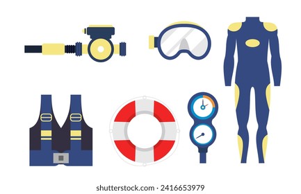 Elements for spearfishing diving underwater protective sea diver equipment vector professional hunte