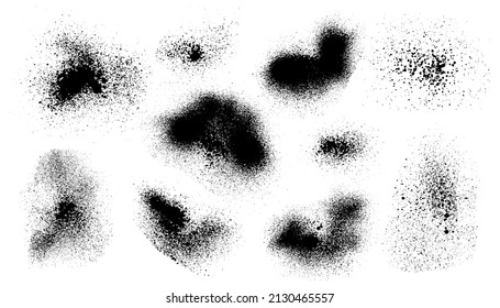 Elements of spray ink paint, set. Vector illustration