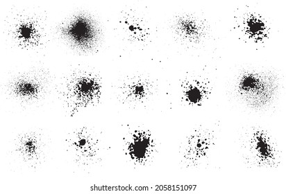 Elements of spray paint, set of ink blots. Vector illustration