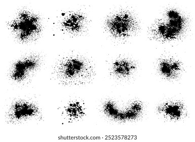 Elements of spray paint, set of ink blots. Vector illustration