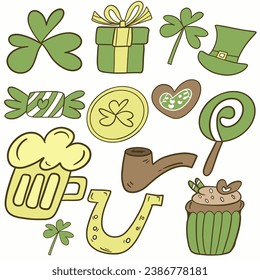 elements St. patrick day illustration hand draw