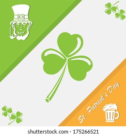 Elements of St. Patrick's day on tri-color background, illustration