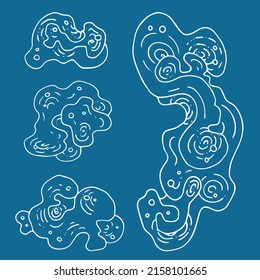 Elements of stylized clouds in graphic style