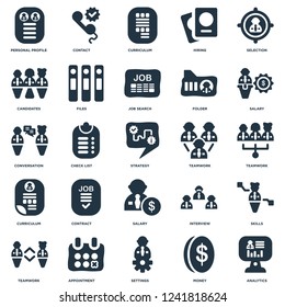 Elements Such As Analytics, Teamwork, Salary, Contact, Files, Interview, Conversation icon vector illustration on white background. Universal 25 icons set.