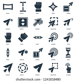 Elements Such As Clicker, Selection, Cursor, Circle, Arrow, Move, Drag, Scroll icon vector illustration on white background. Universal 25 icons set.