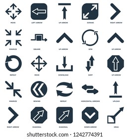 Elements Such As Drag, Up arrow, Left Right Square, Horizontal arrows, Repeat icon vector illustration on white background. Universal 25 icons set.