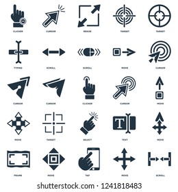 Elements Such As Scroll, Move, Tap, Frame, Cursor, Select, Typing, Resize, Cursor icon vector illustration on white background. Universal 25 icons set.