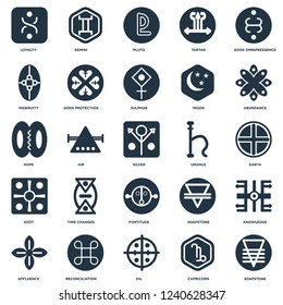 Elements Such As Soapstone, Earth, Abundance, Gemini, Affluence, Gods protection, Hope icon vector illustration on white background. Universal 25 icons set.