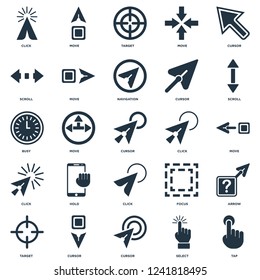 Elements Such As Tap, Select, Cursor, Target, Scroll, Click, Move icon vector illustration on white background. Universal 25 icons set.