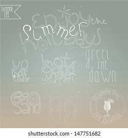 Elements for Summer calligraphic designs. Vintage ornaments. All for Summer holidays. Eps 10