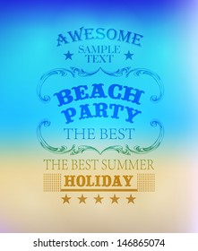 elements for Summer Holidays with background  /beach /calligraphic designs/ ornaments / labels