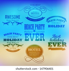 elements for Summer Holidays with background  /beach /calligraphic designs/ ornaments / labels/ vector collection