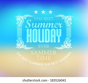 elements for Summer Holidays with background  /beach /calligraphic designs/ ornaments / labels