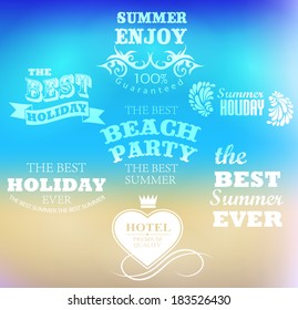 elements for Summer Holidays with background  /beach /calligraphic designs/ ornaments / labels