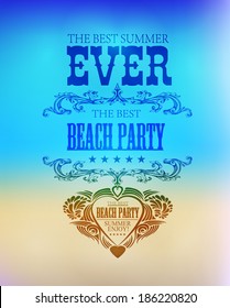 elements for Summer Holidays with background  /beach /calligraphic designs/ ornaments / labels