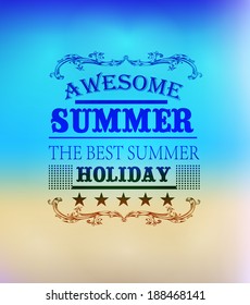 elements for Summer Holidays with background  /beach /calligraphic designs/ ornaments / labels