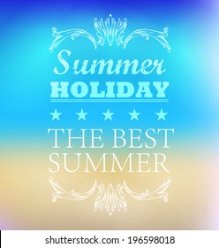 elements for Summer Holidays with background  /beach /calligraphic designs/ ornaments / labels